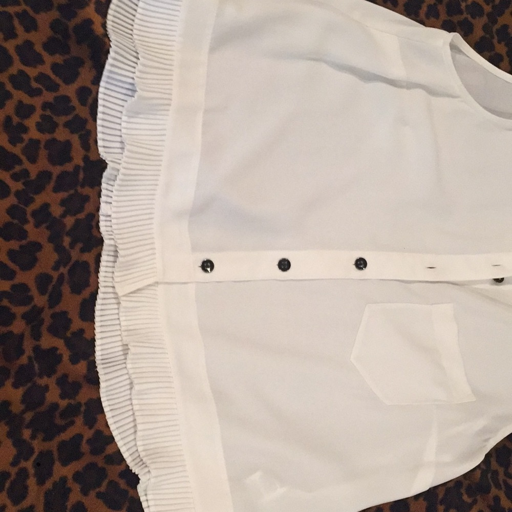 White Button Down Sleeveless Blouse - image 4